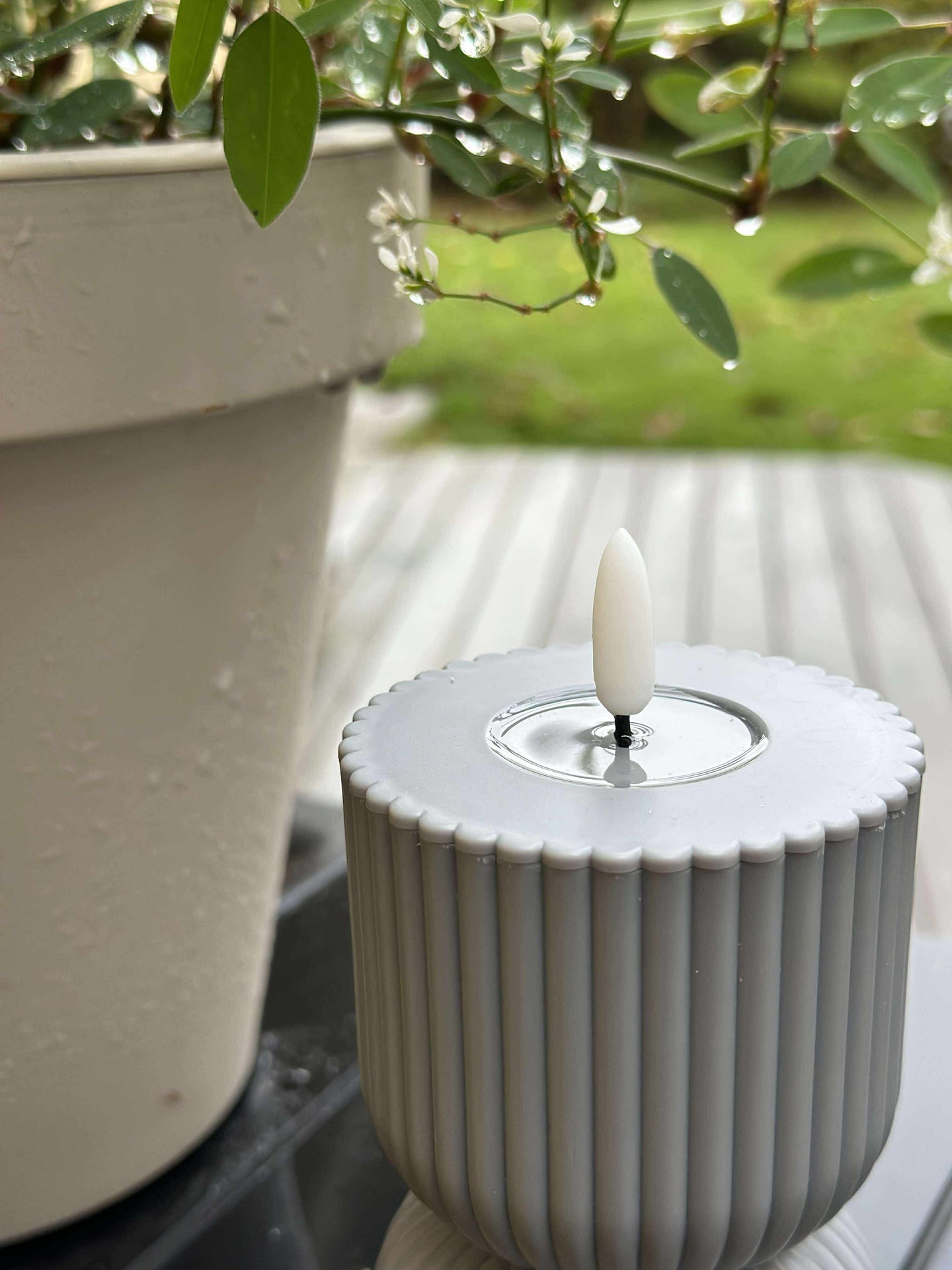 LED-blockljus Grå timglas - Utomhus