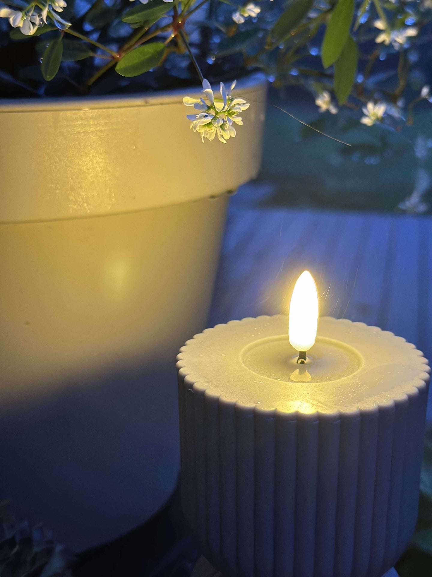 LED Blockljus Grått timglas - Utomhus