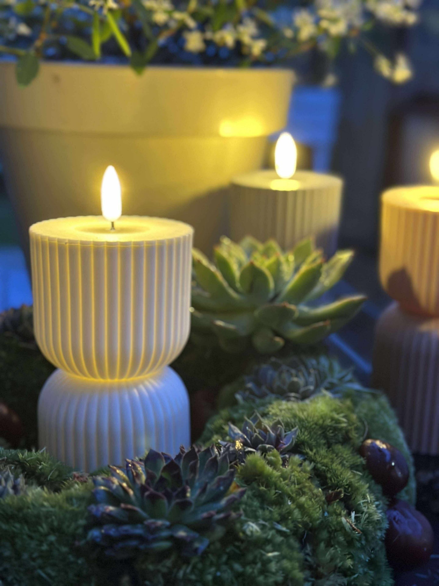 LED Blockljus Vit timglas - Utomhus