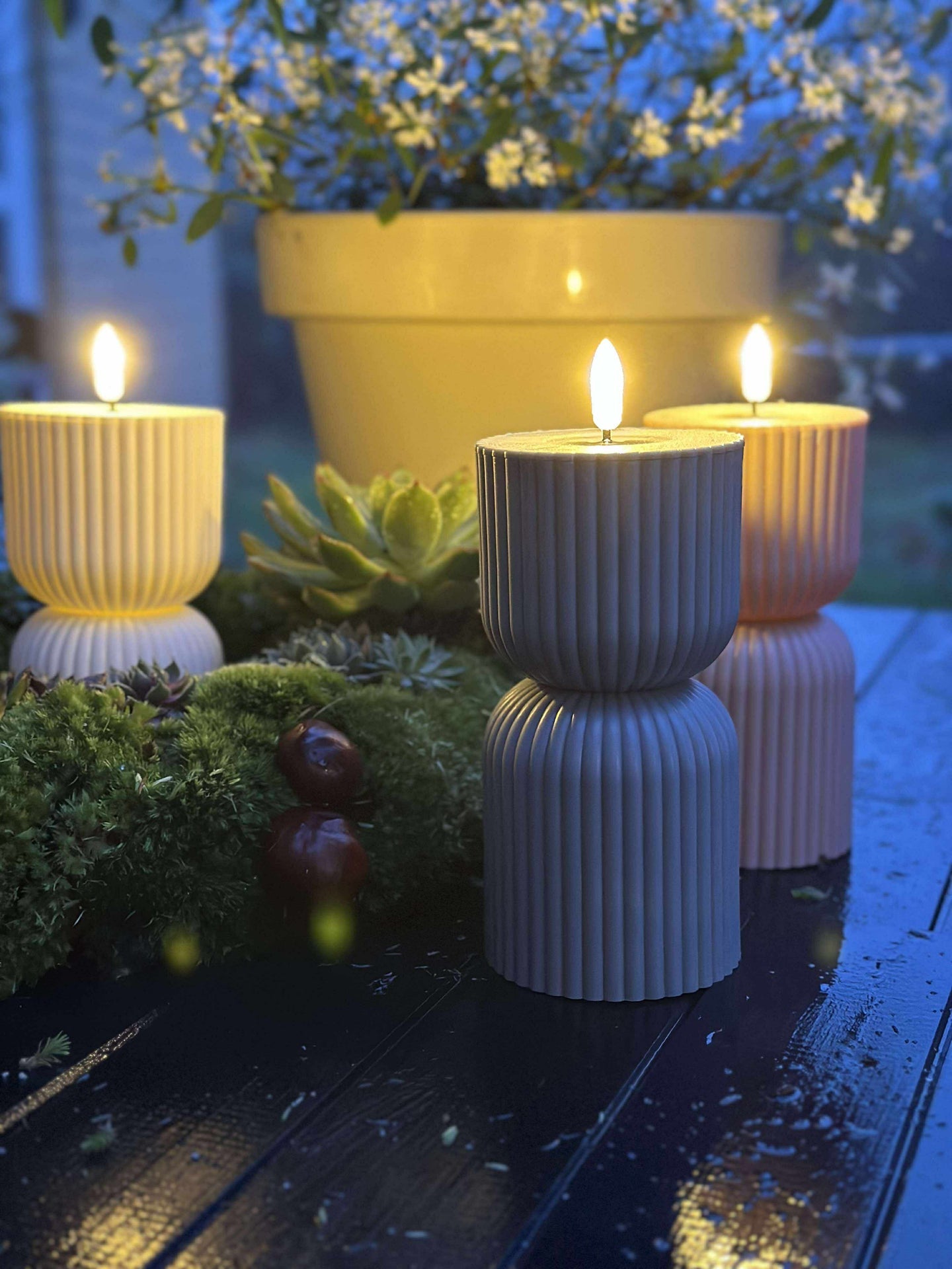 LED Blockljus Grått timglas - Utomhus