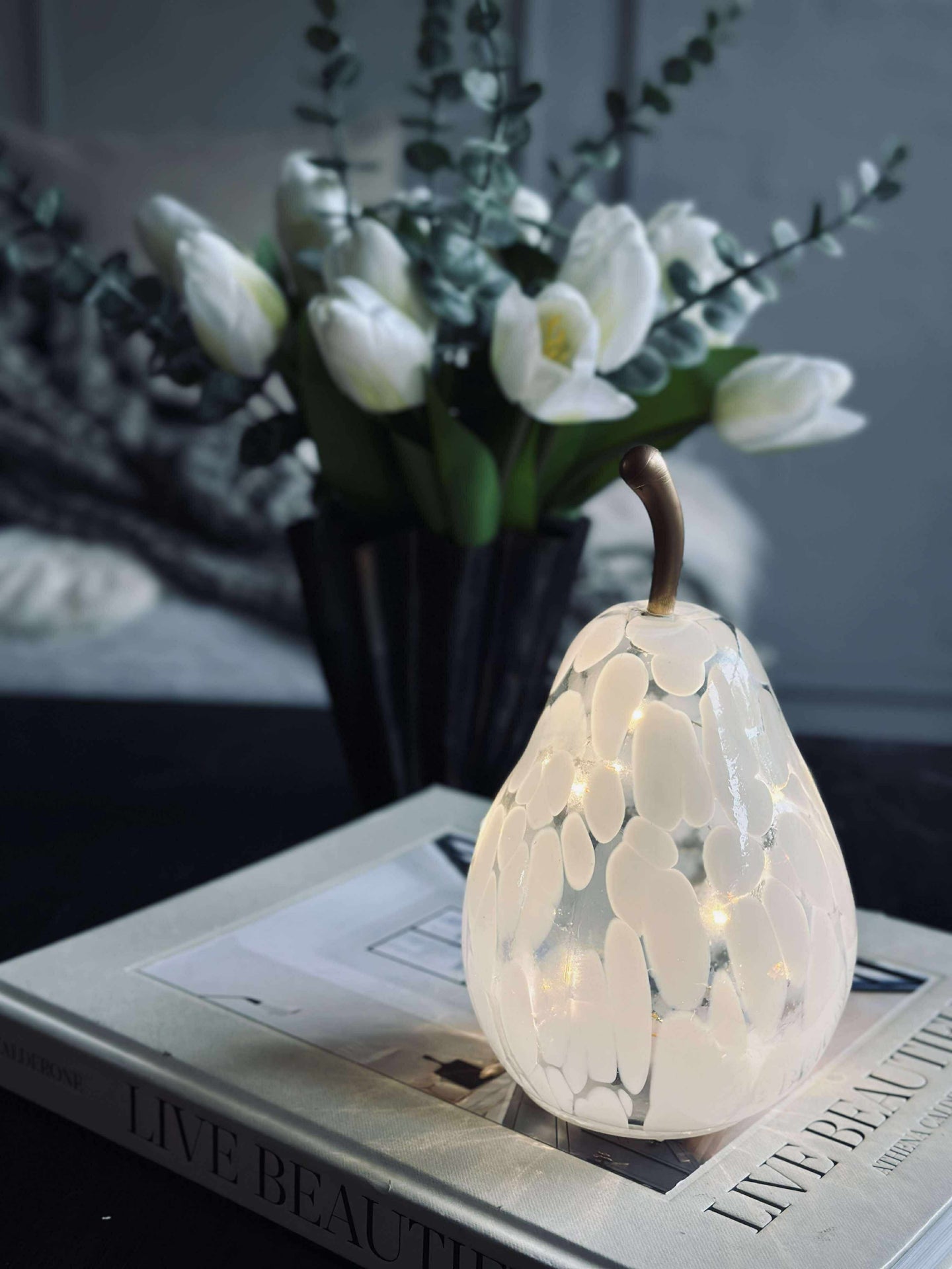 Lampa med ljus - Vit