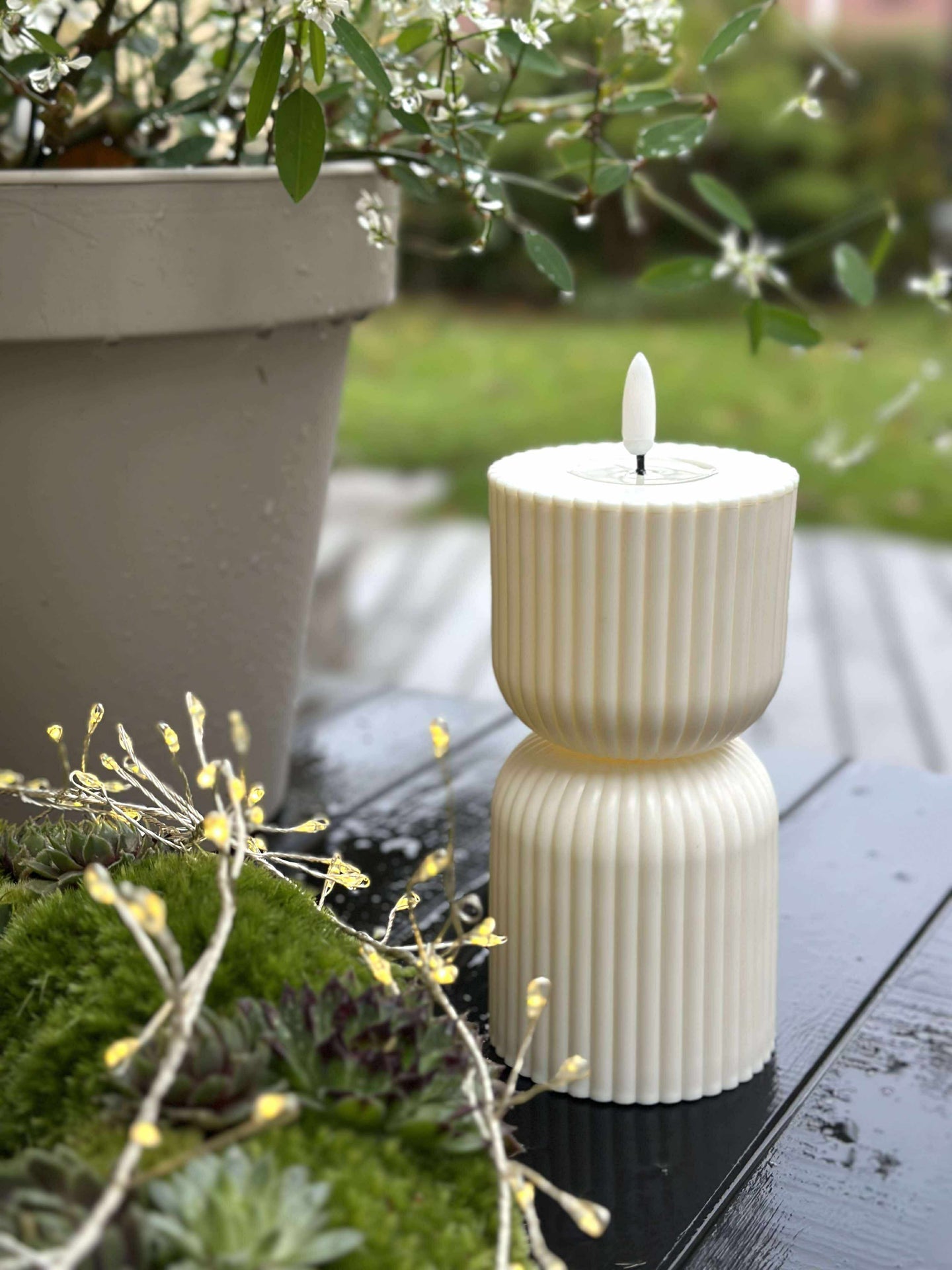 LED Blockljus Vit timglas - Utomhus