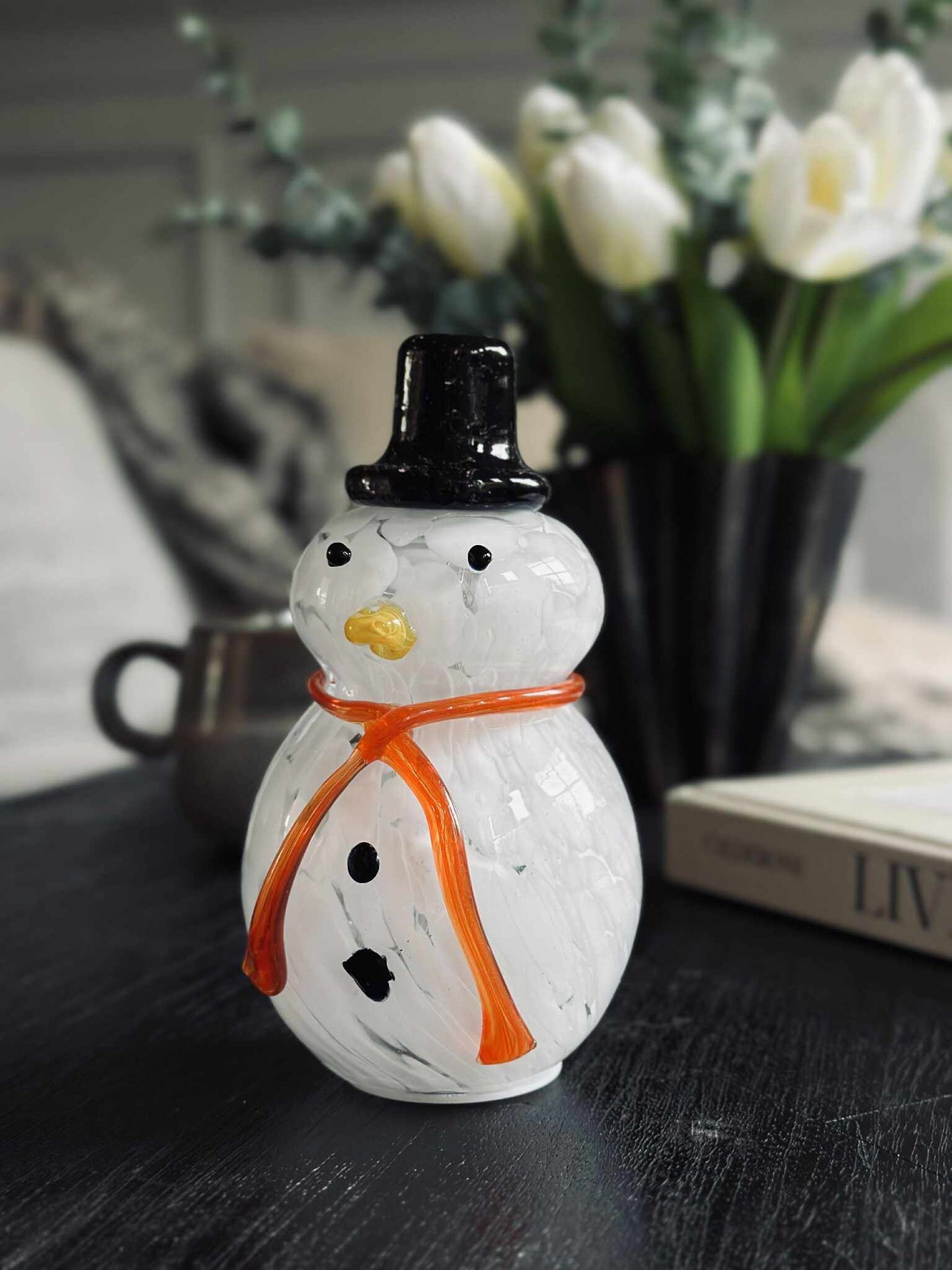 Snögubbe med LED-ljus
