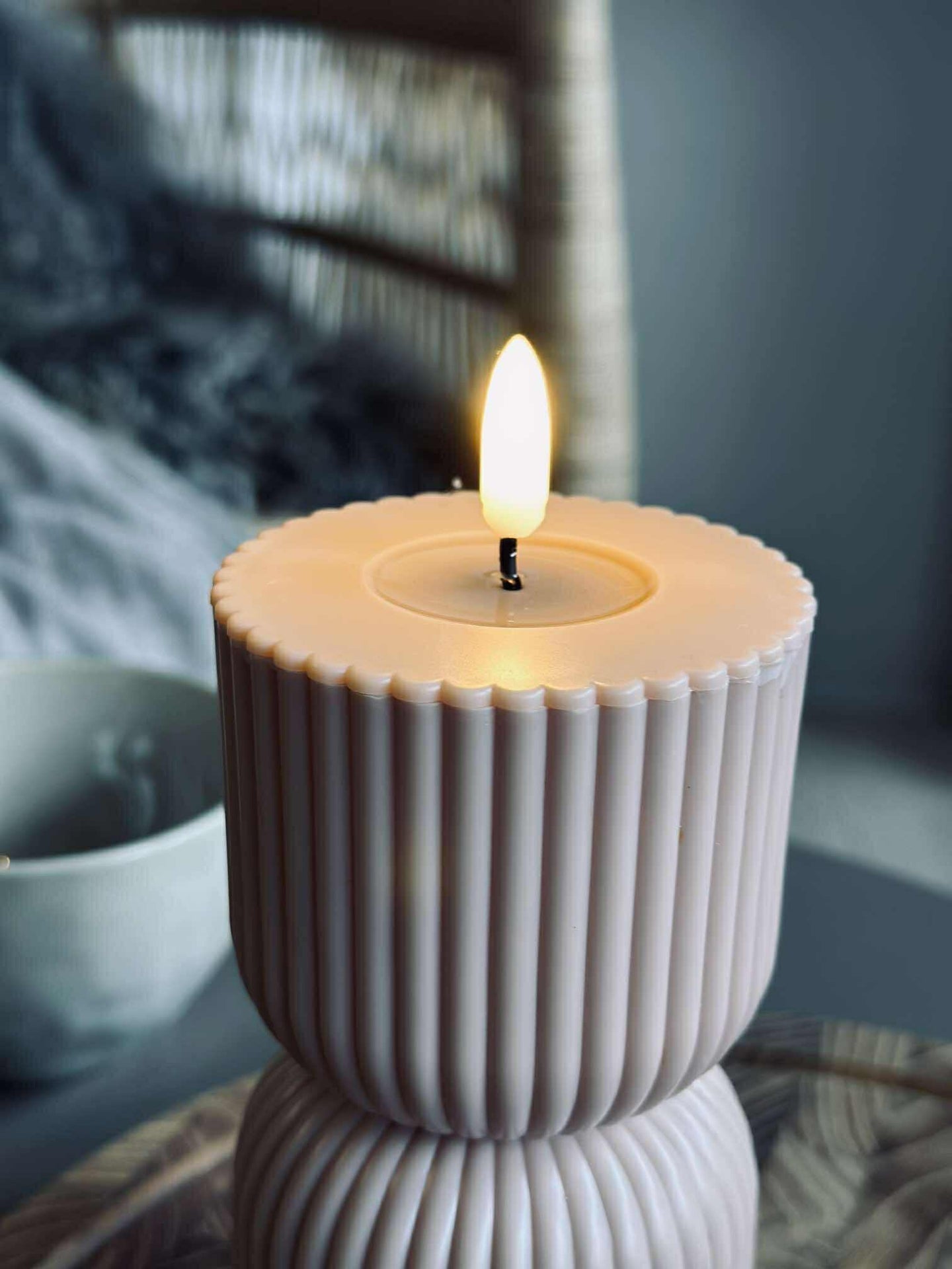 LED Blockljus Beige timglas - Utomhus