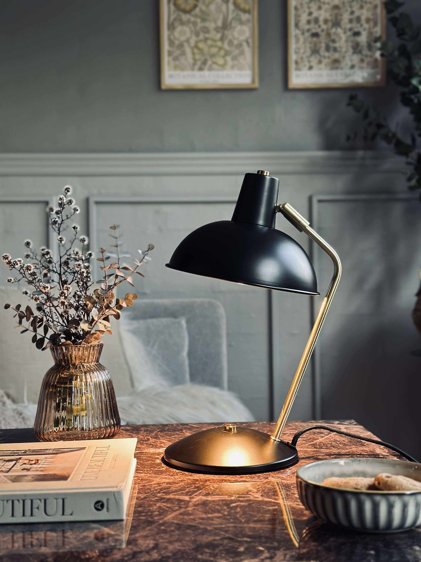 Bordslampa Retro - Svart / guld
