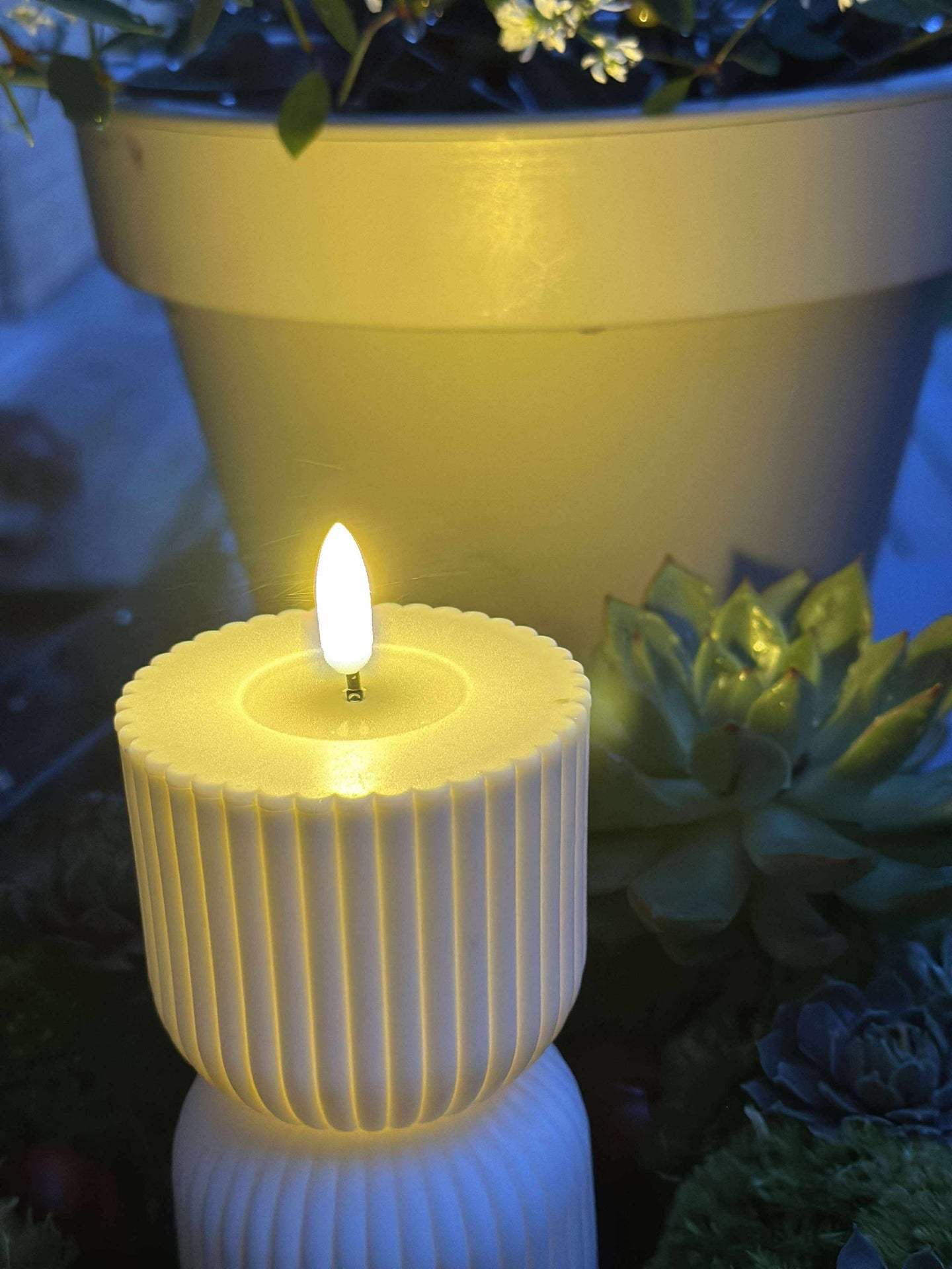 LED Blockljus Vit timglas - Utomhus