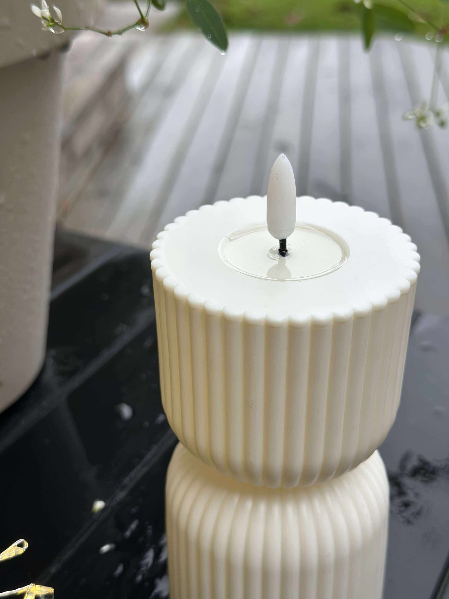 LED Blockljus Vit timglas - Utomhus