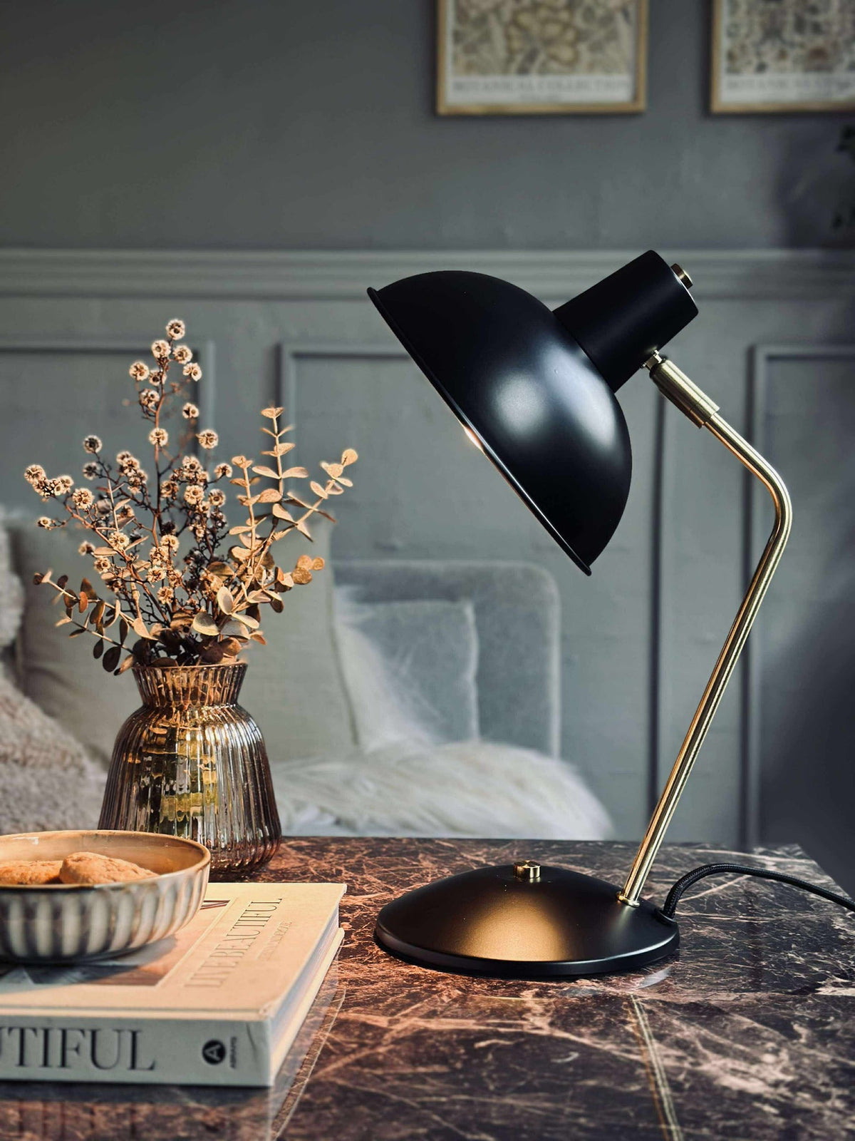 Bordslampa Retro - Svart / guld