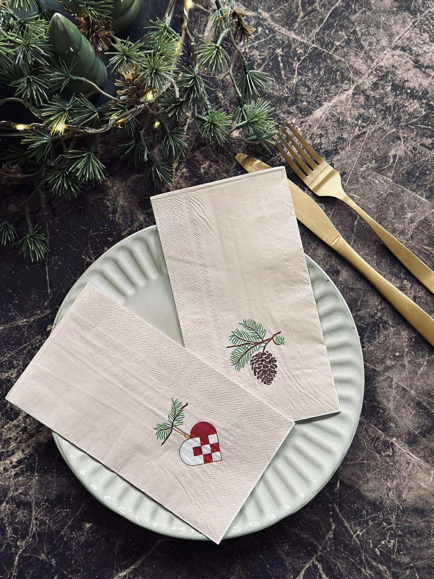 Servetter Jul - 20st. Hjärta / kotte