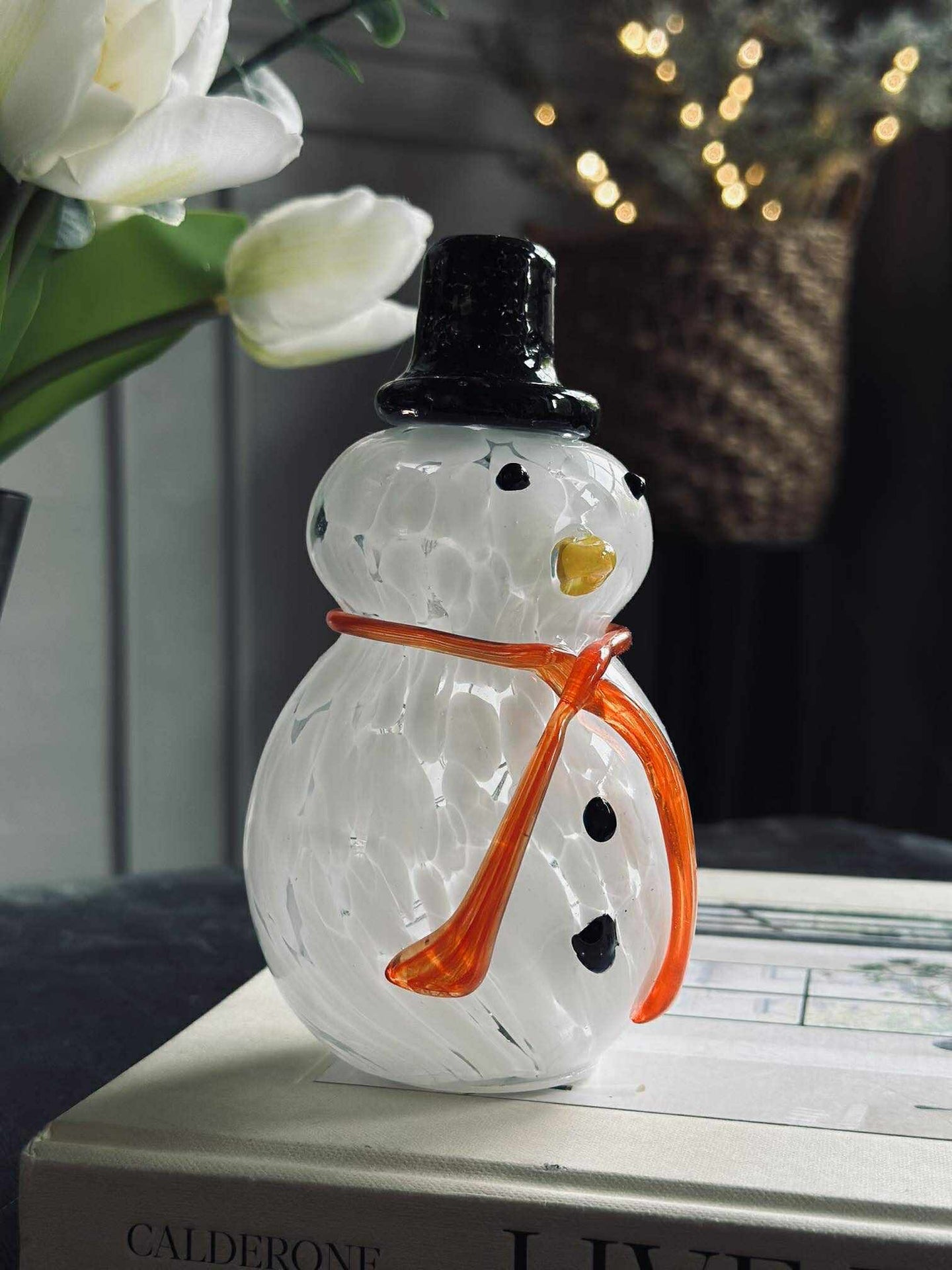 Snögubbe med LED-ljus