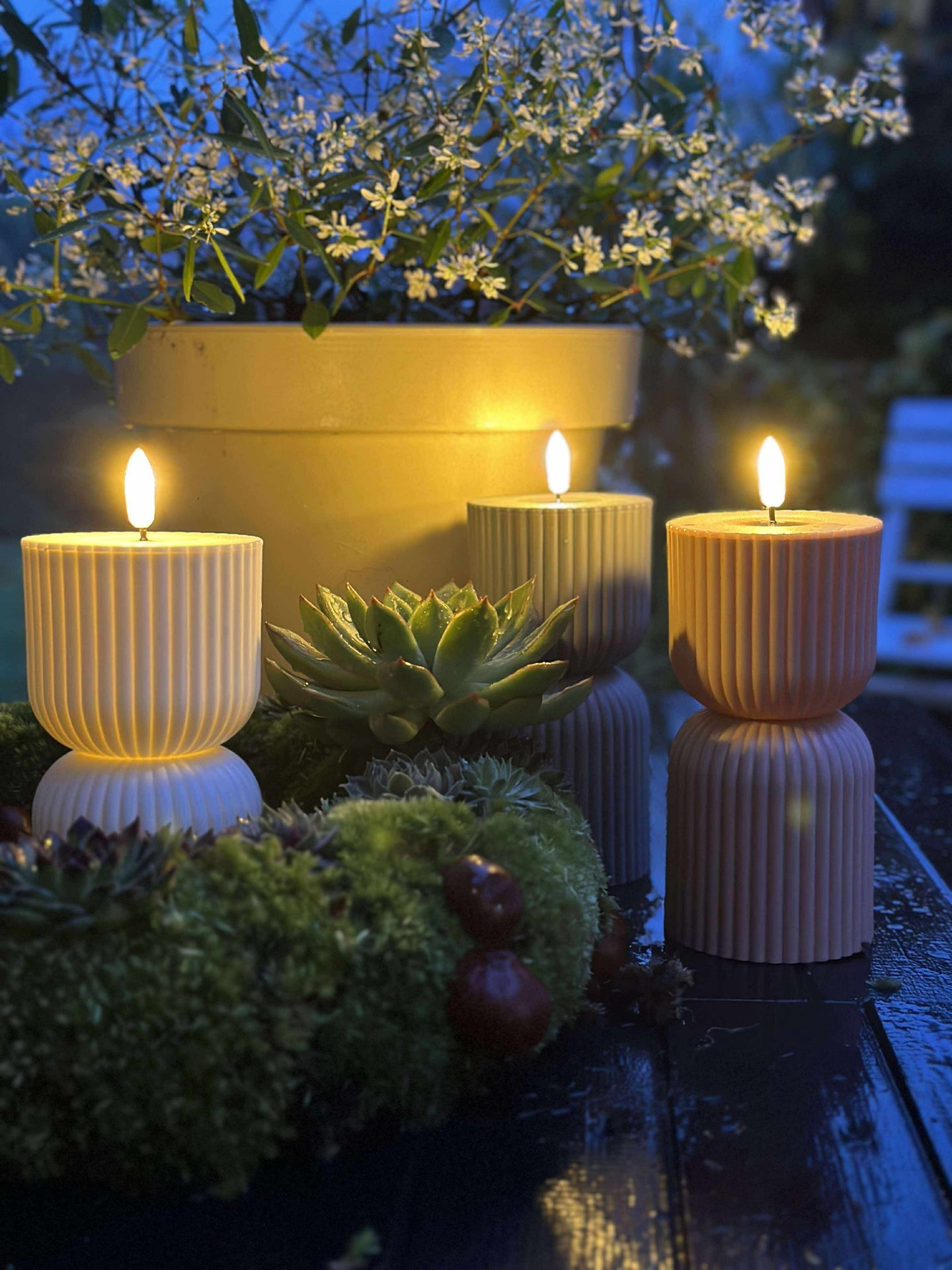 LED Blockljus Grått timglas - Utomhus