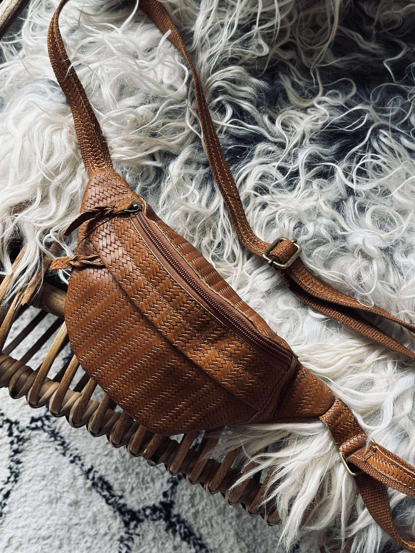 Bumbag Tasha - Cognac flätad