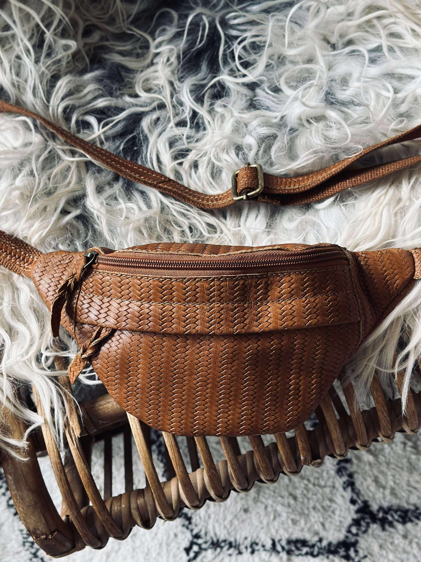 Bumbag Tasha - Cognac flätad