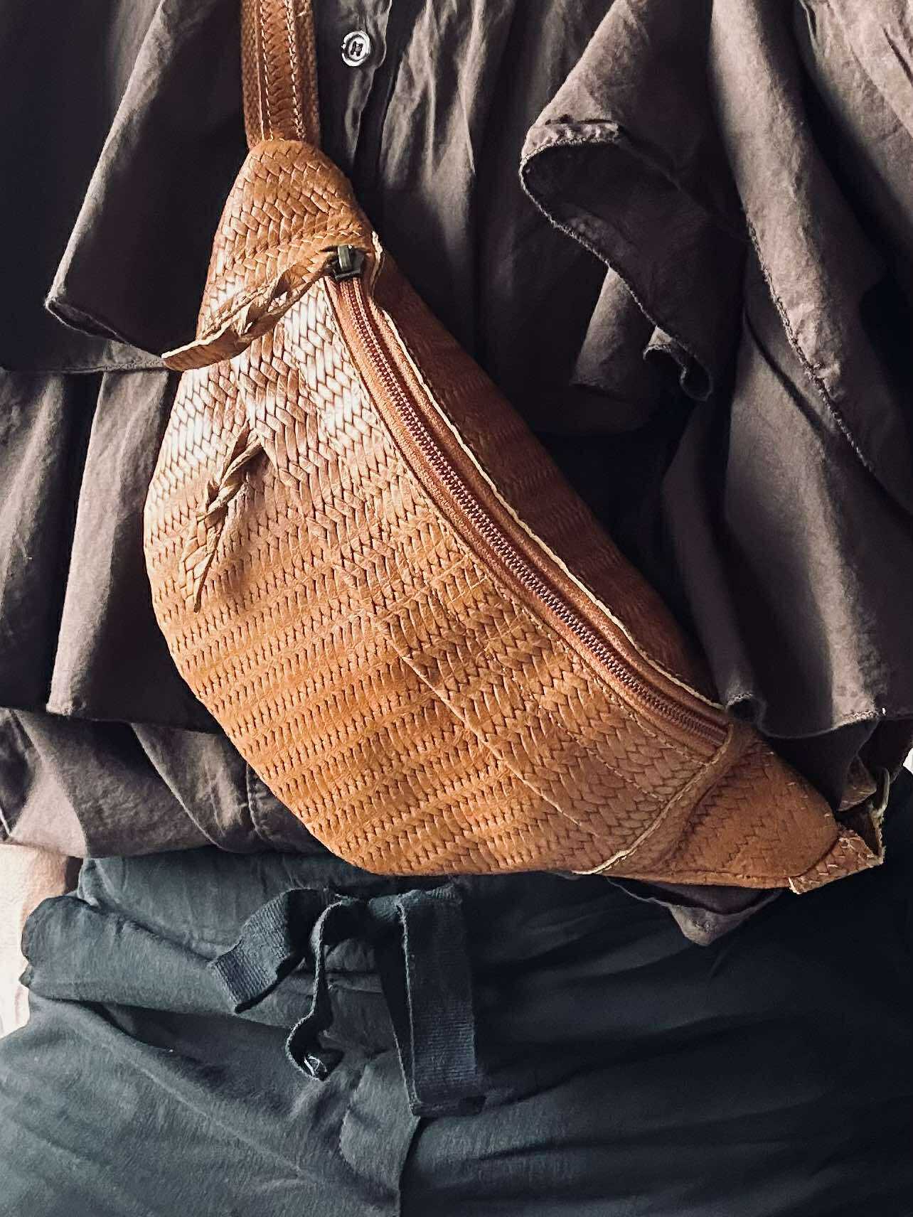 Bumbag Tasha - Cognac flätad