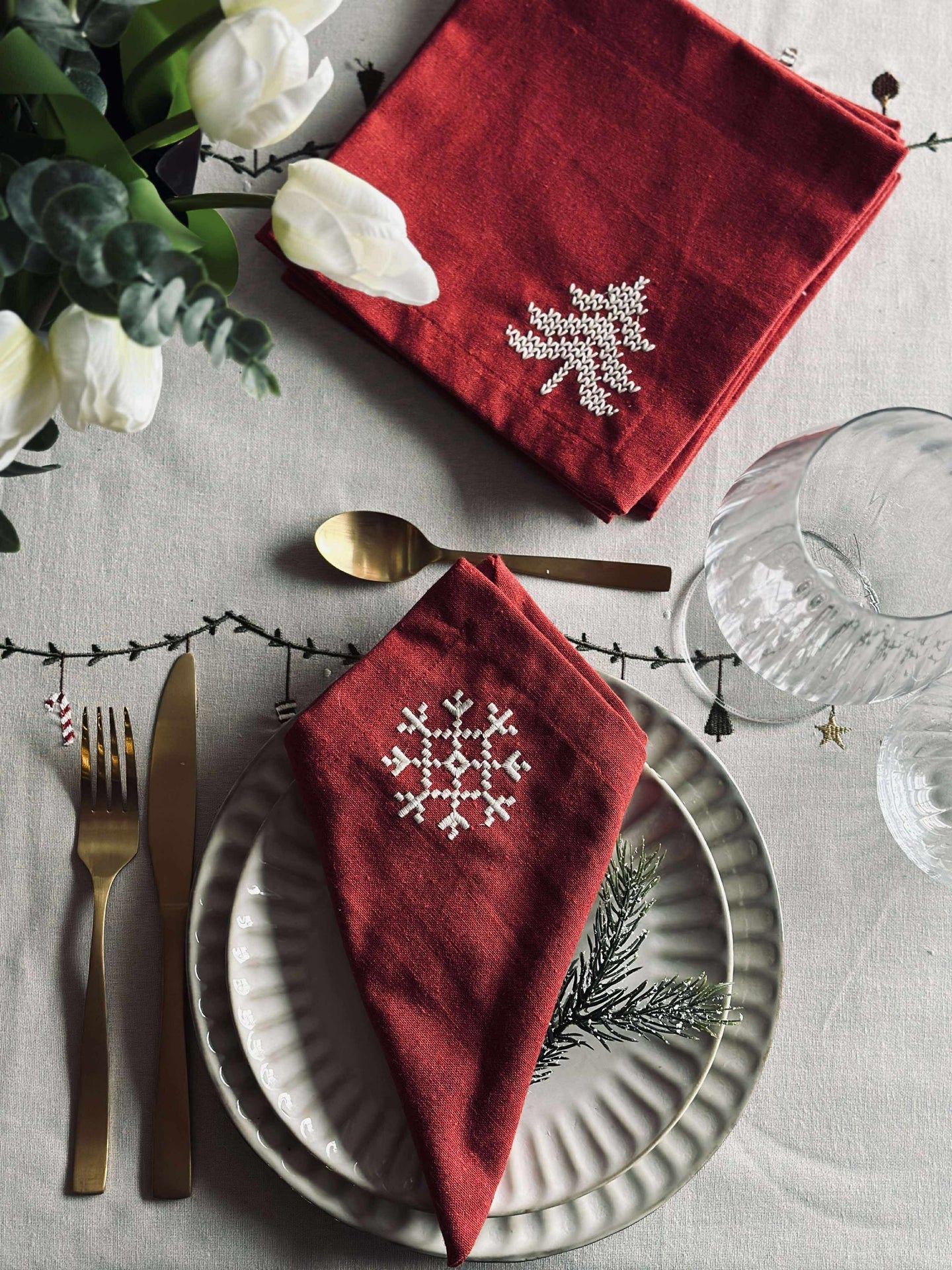 Servetter Röd Jul - 4 st