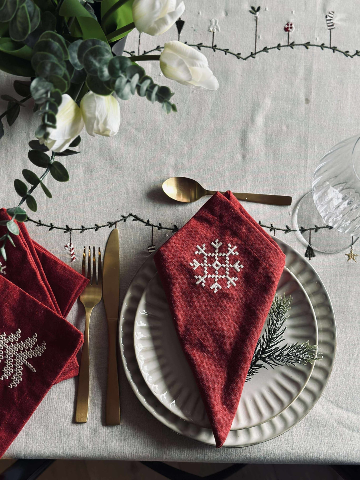 Servetter Röd Jul - 4 st