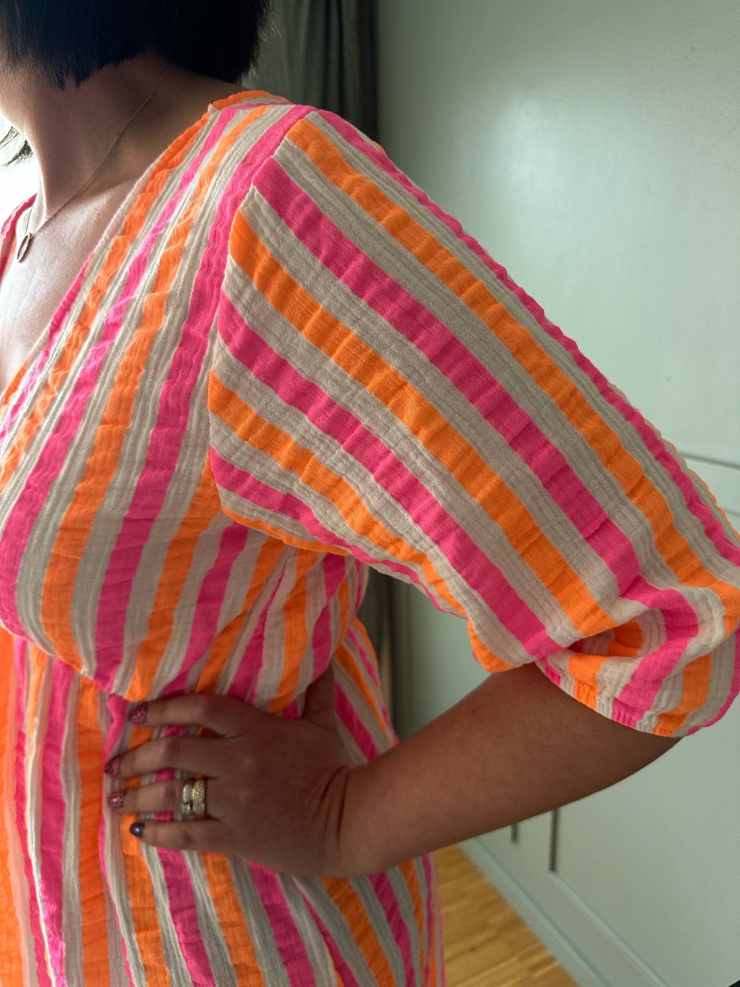 Klänning Andrea - Stripe Fuchsia/Orange