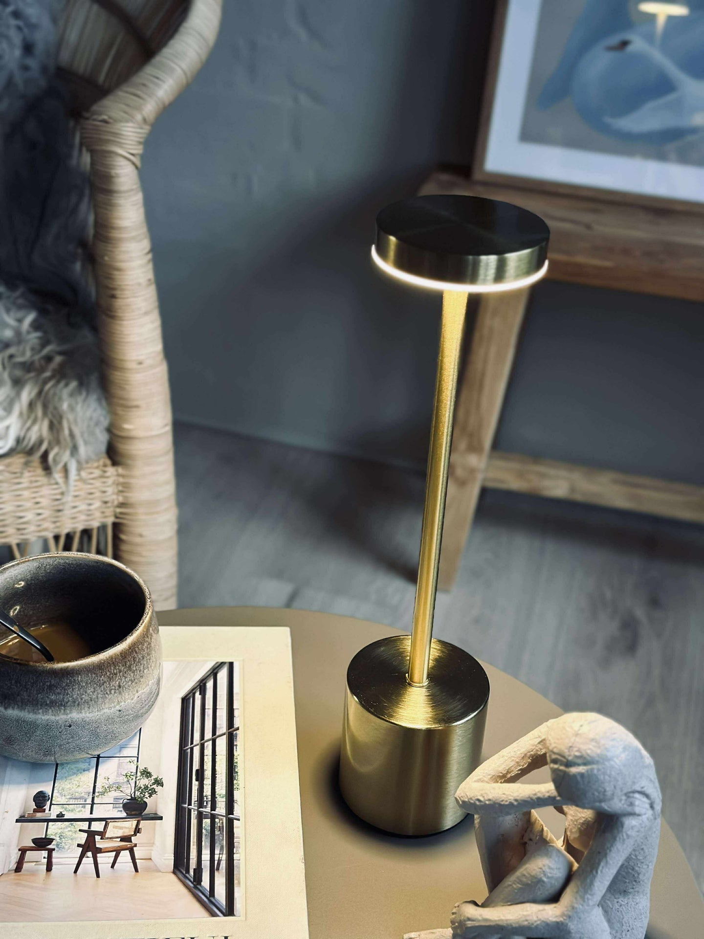 LED-bordslampa KELLY Guld - uppladdningsbar