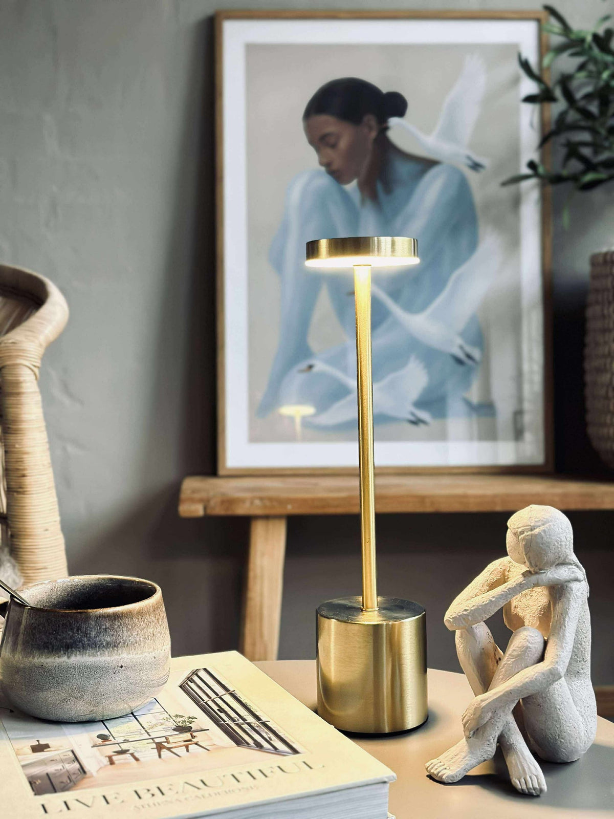 LED bordslampa KELLY Gold - uppladdningsbar
