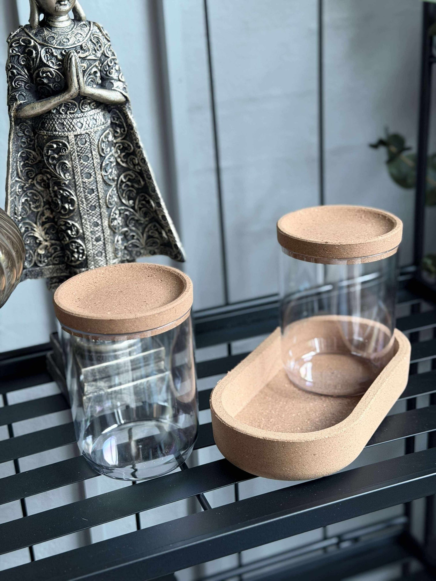 Organiser med lock i kork - 3 delar