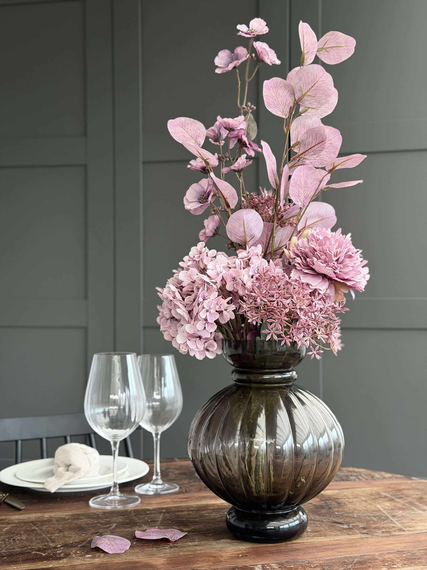 Bukett med hortensia - Syren / rosa