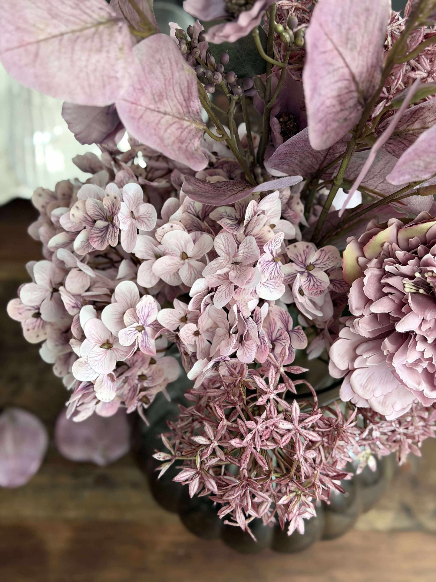 Bukett med hortensia - Syren / pink
