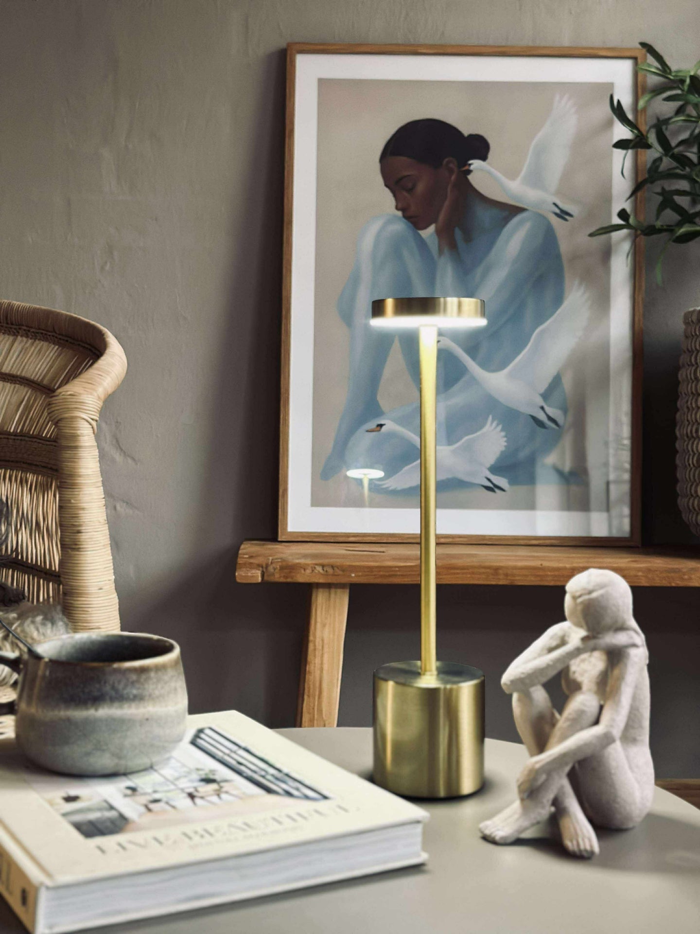 LED-bordslampa KELLY Guld - uppladdningsbar