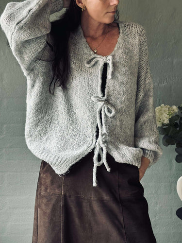 Cardigan med rosetter - Grå