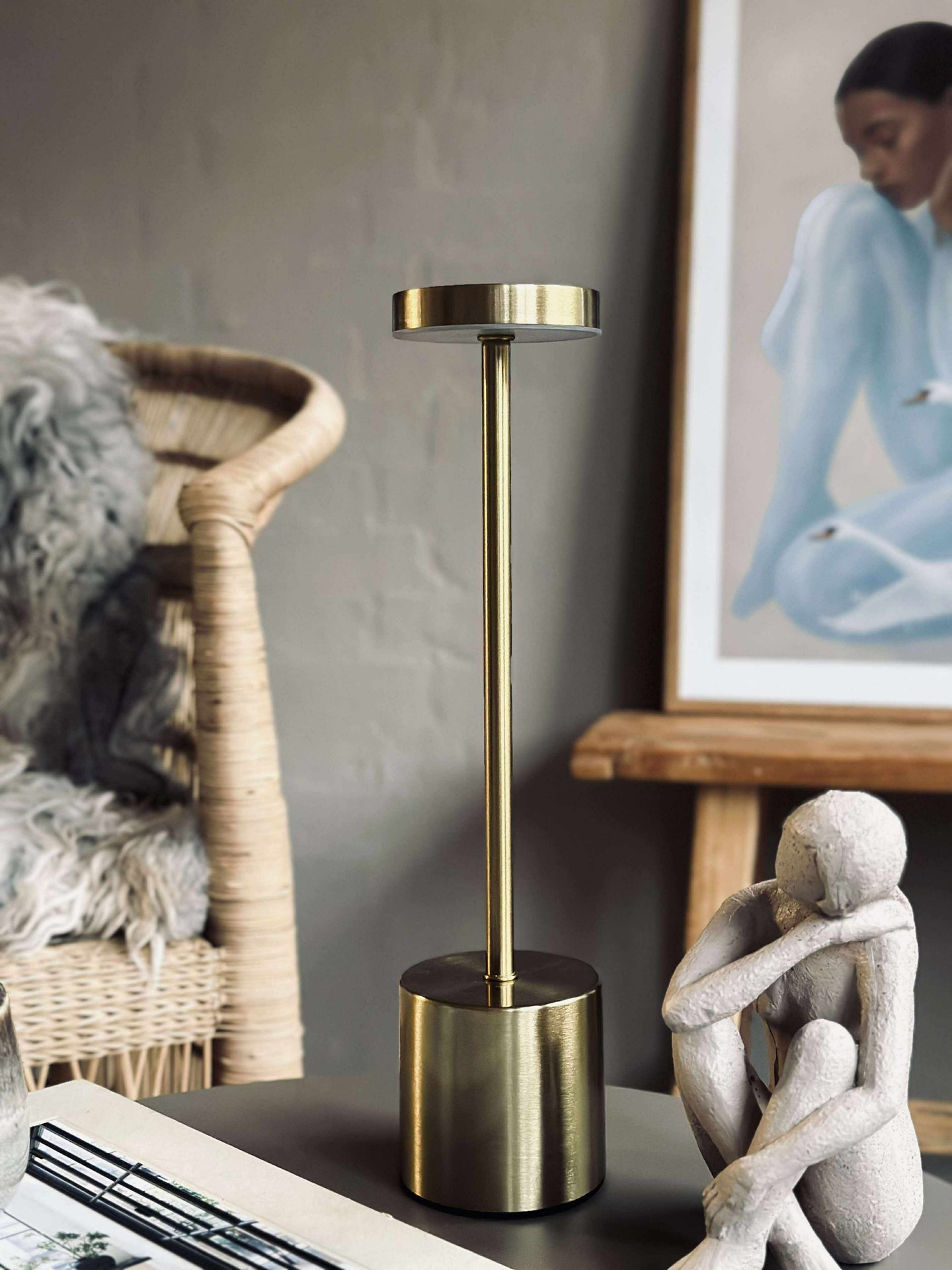 LED-bordslampa KELLY Guld - uppladdningsbar