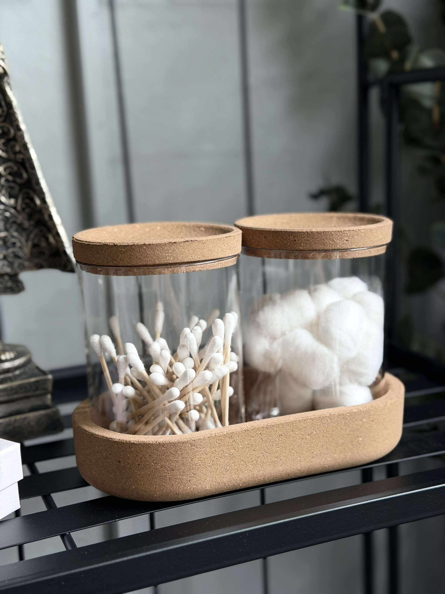 Organiser med lock i kork - 3 delar