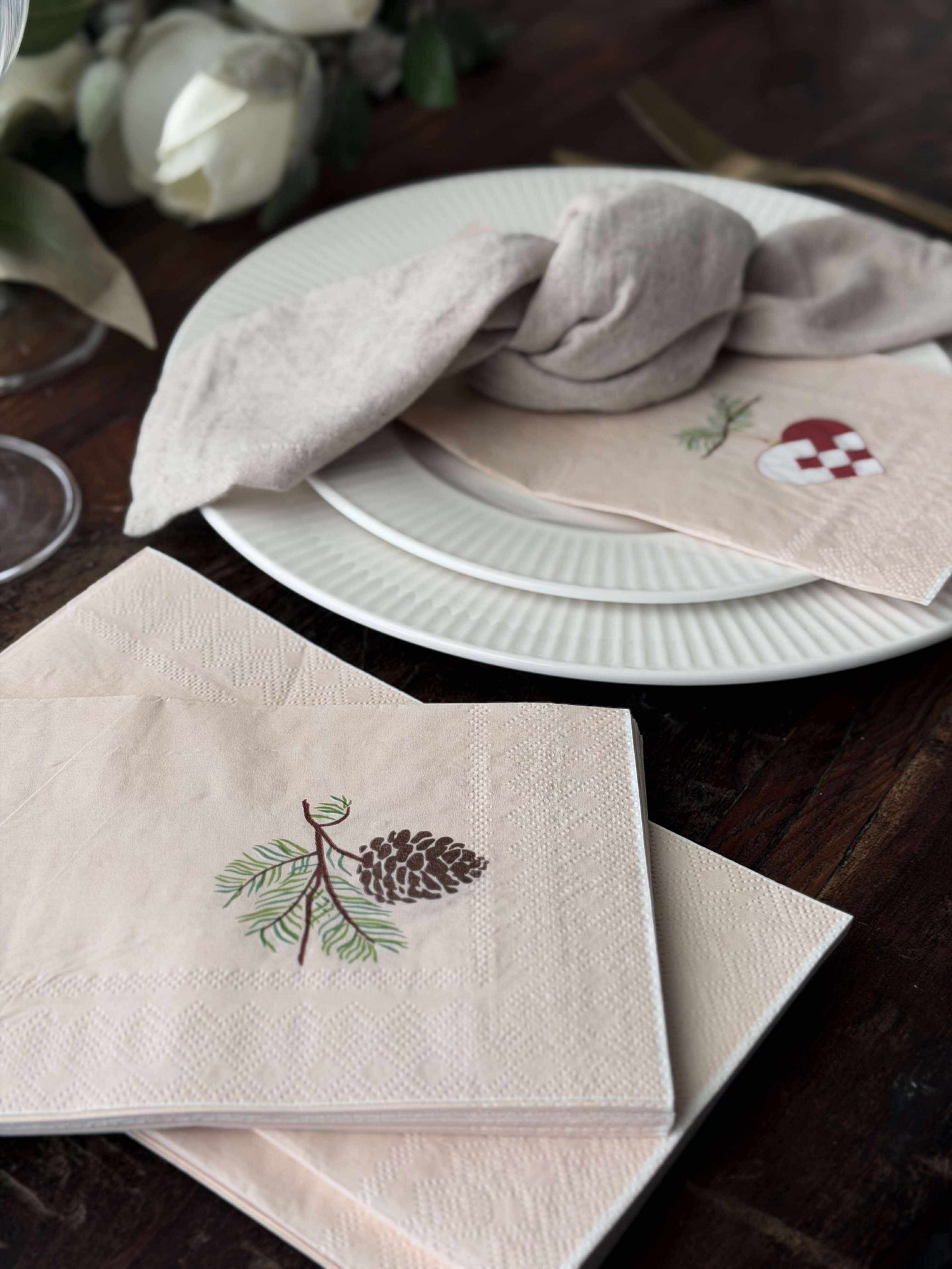 Servetter Jul - 20st. Hjärta / kotte