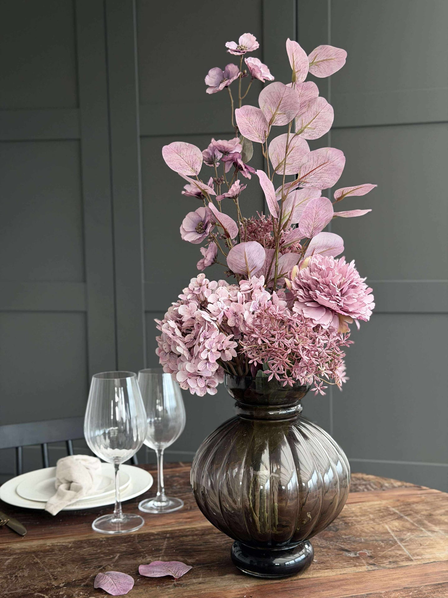Bukett med hortensia - Syren / pink