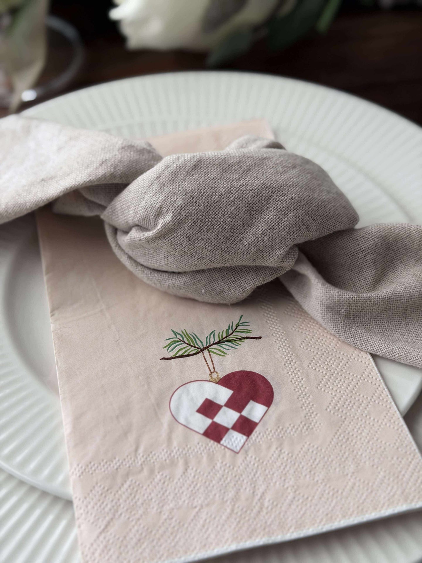 Servetter Jul - 20st. Hjärta / kotte