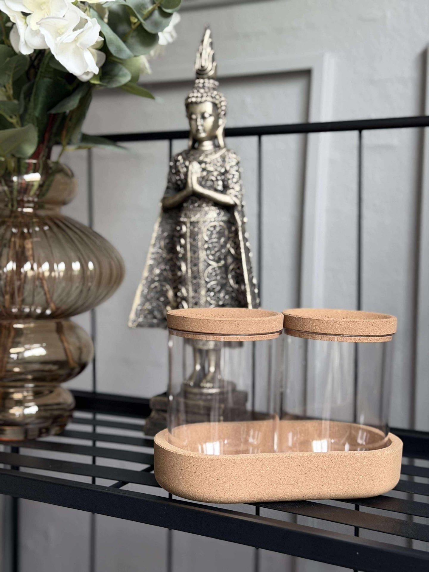 Organiser med lock i kork - 3 delar