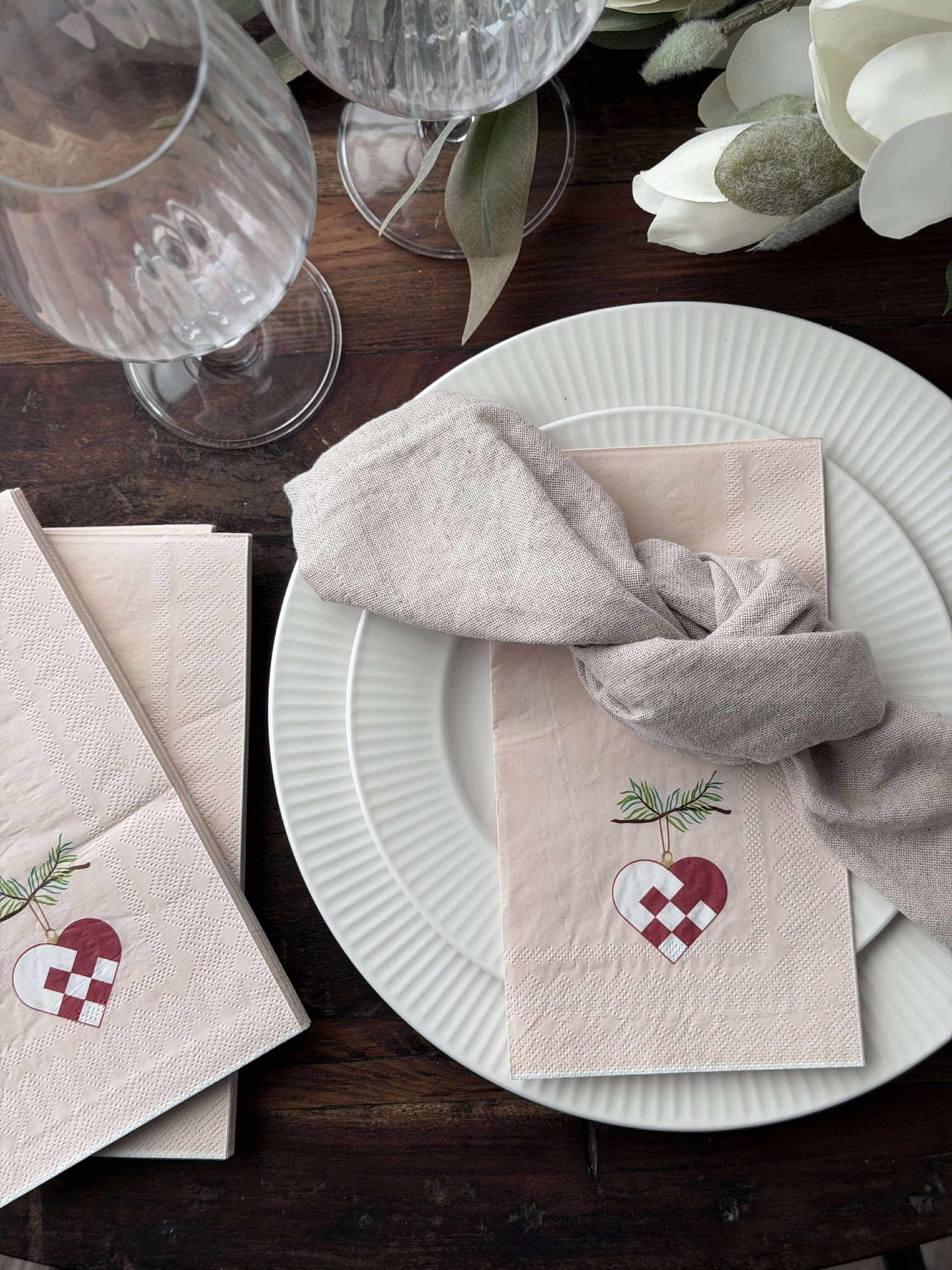 Servetter Jul - 20st. Hjärta / kotte