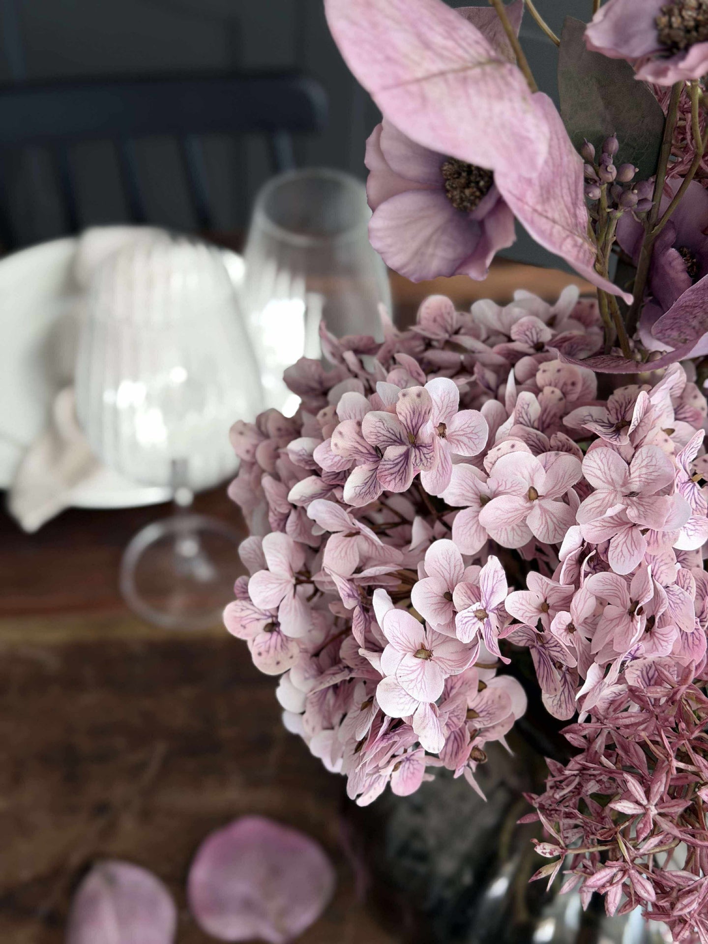 Bukett med hortensia - Syren / pink