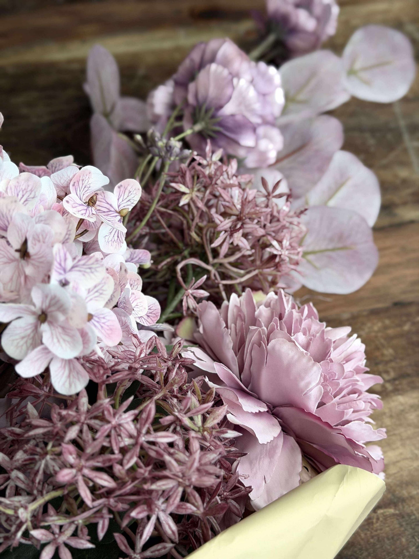 Bukett med hortensia - Syren / rosa