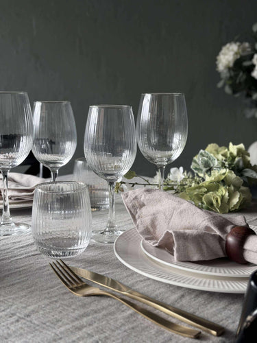 Vinglas Rillet med guldkant - 4 st. 350ml