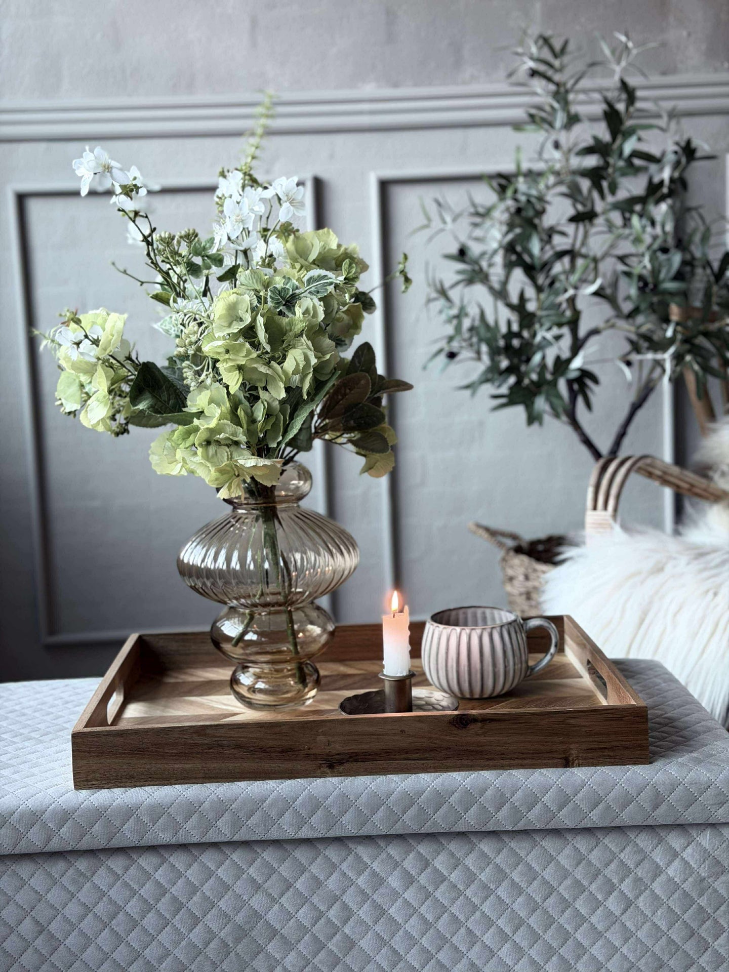 Bricka fiskbensmönster - 48 cm