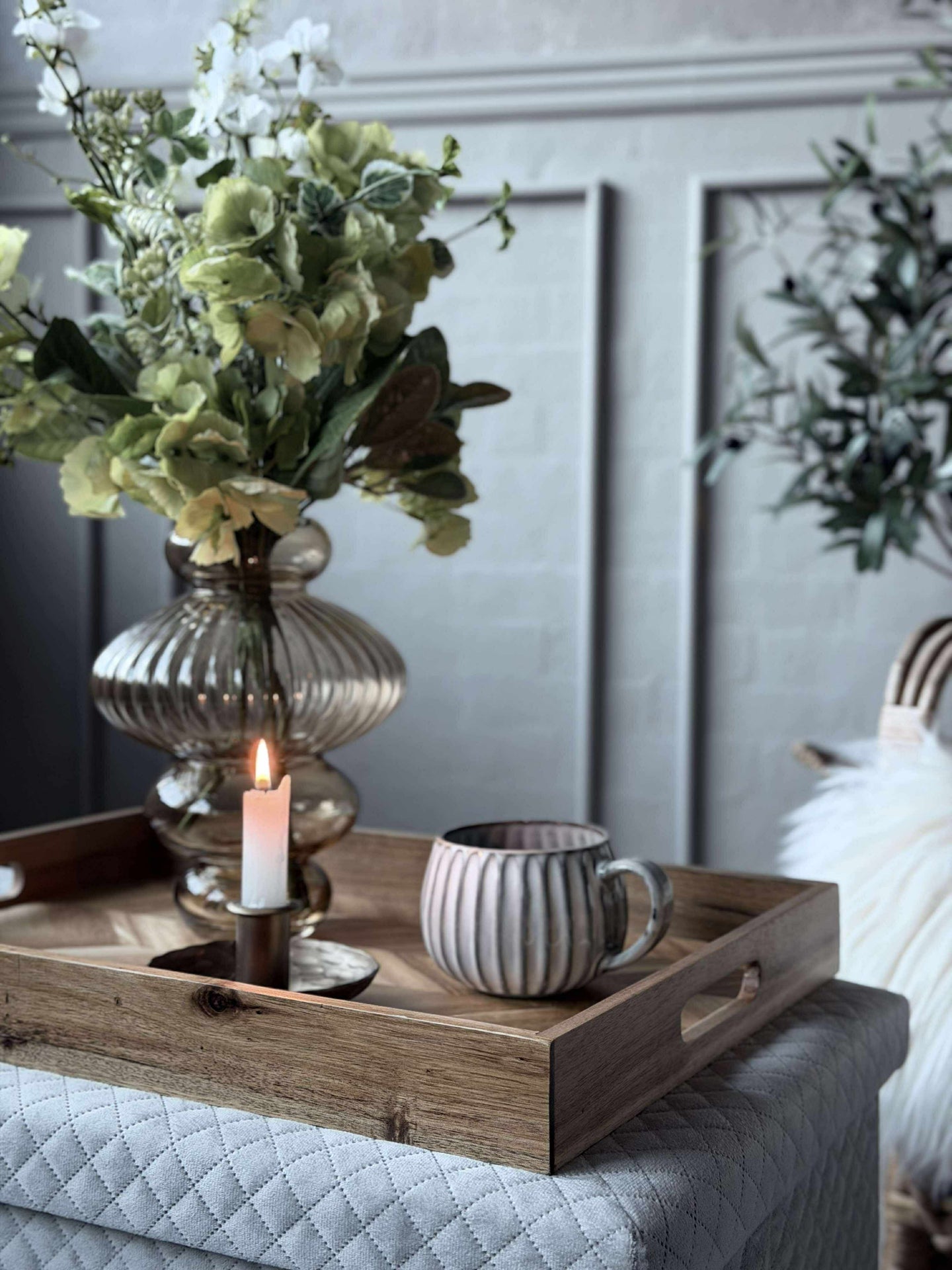 Bricka fiskbensmönster - 48 cm