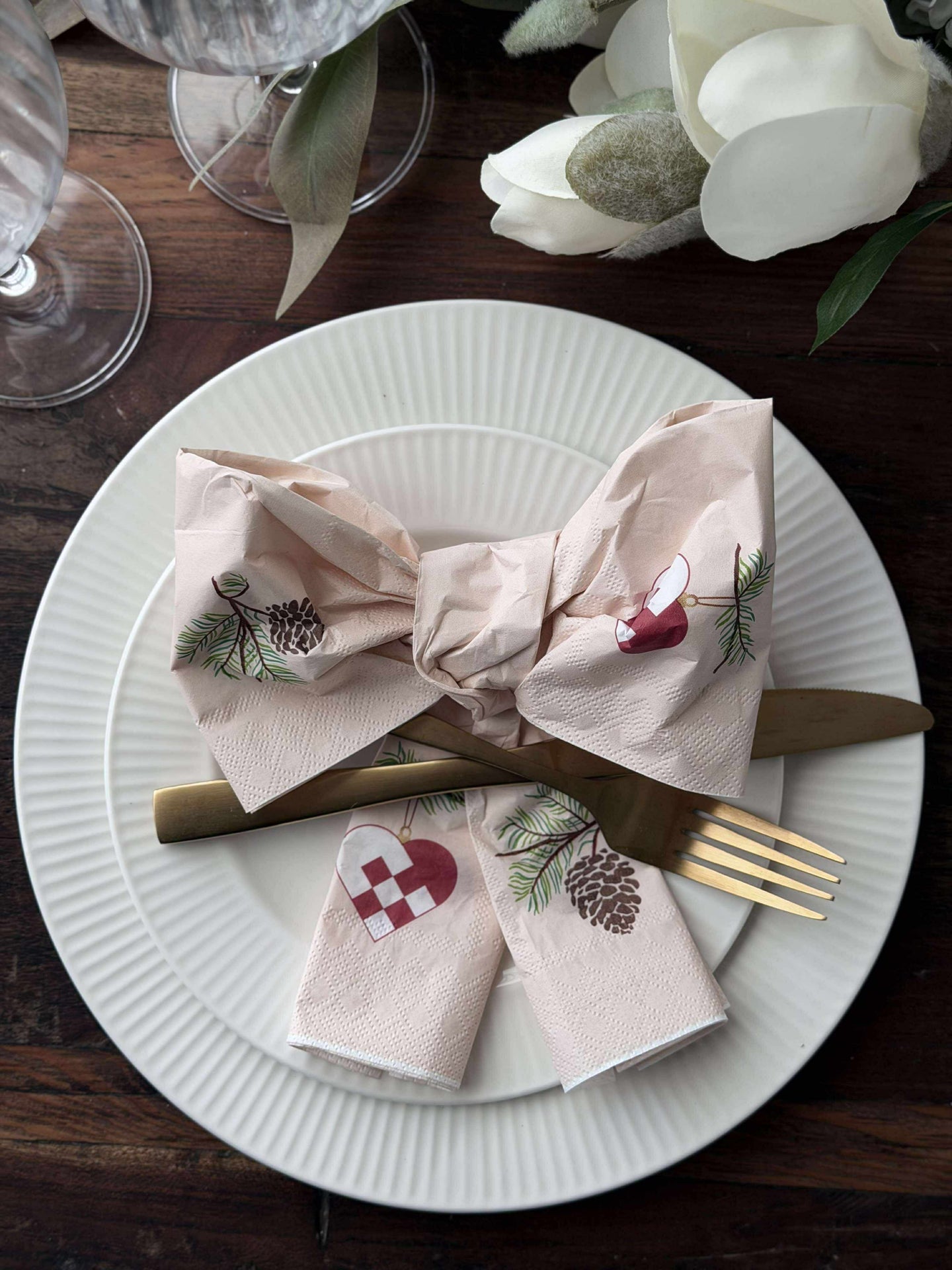 Servetter Jul - 20st. Hjärta / kotte