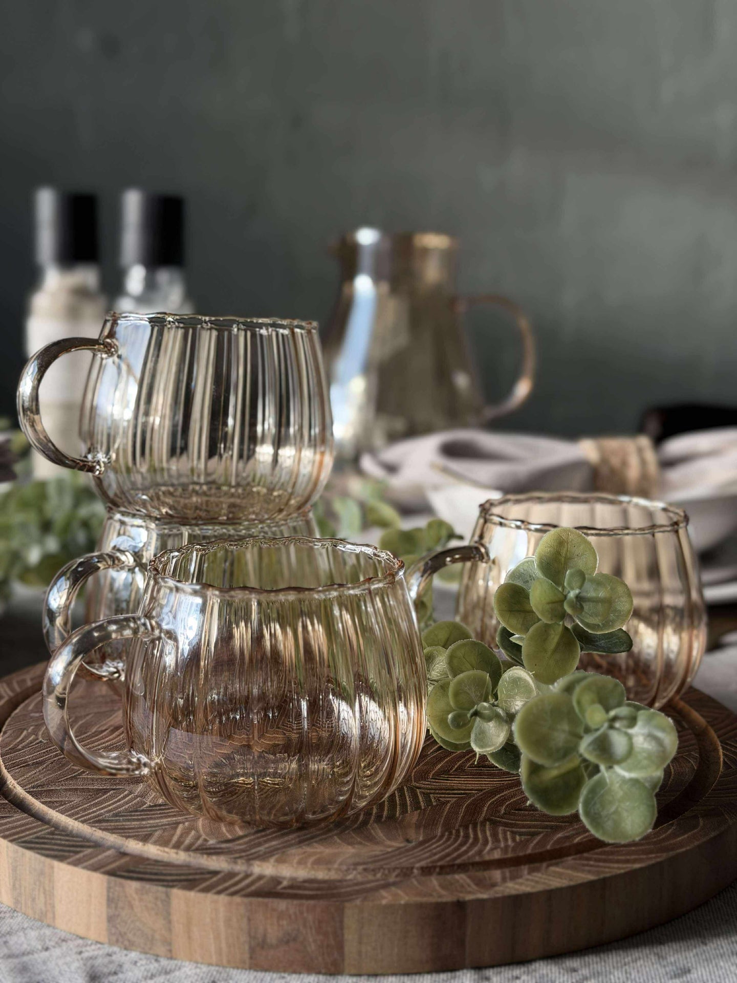 Glaskoppar med rillor - 4 st.