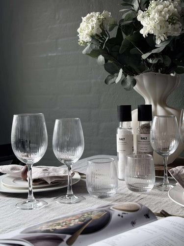 Vinglas Rödvin Räfflad med guldkant - 4 st