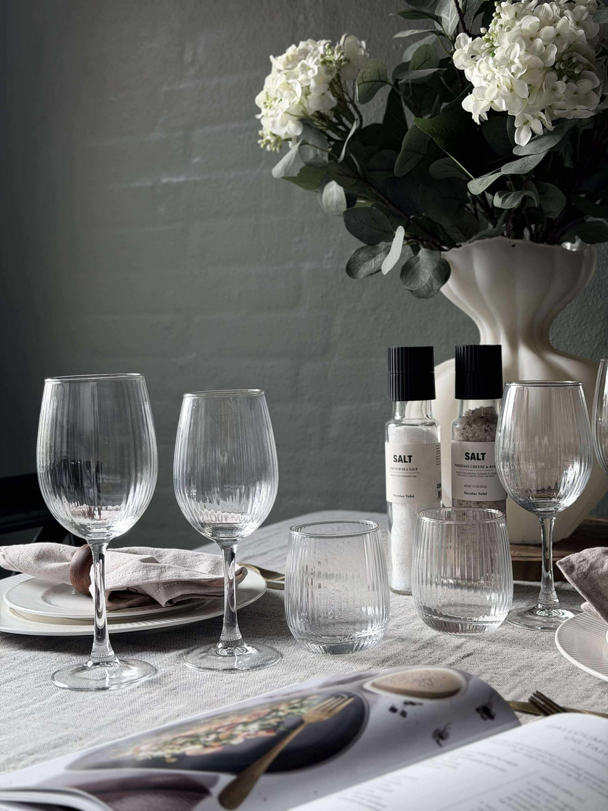 Vinglas Ribbade med guldkant - 4 st. 350 ml