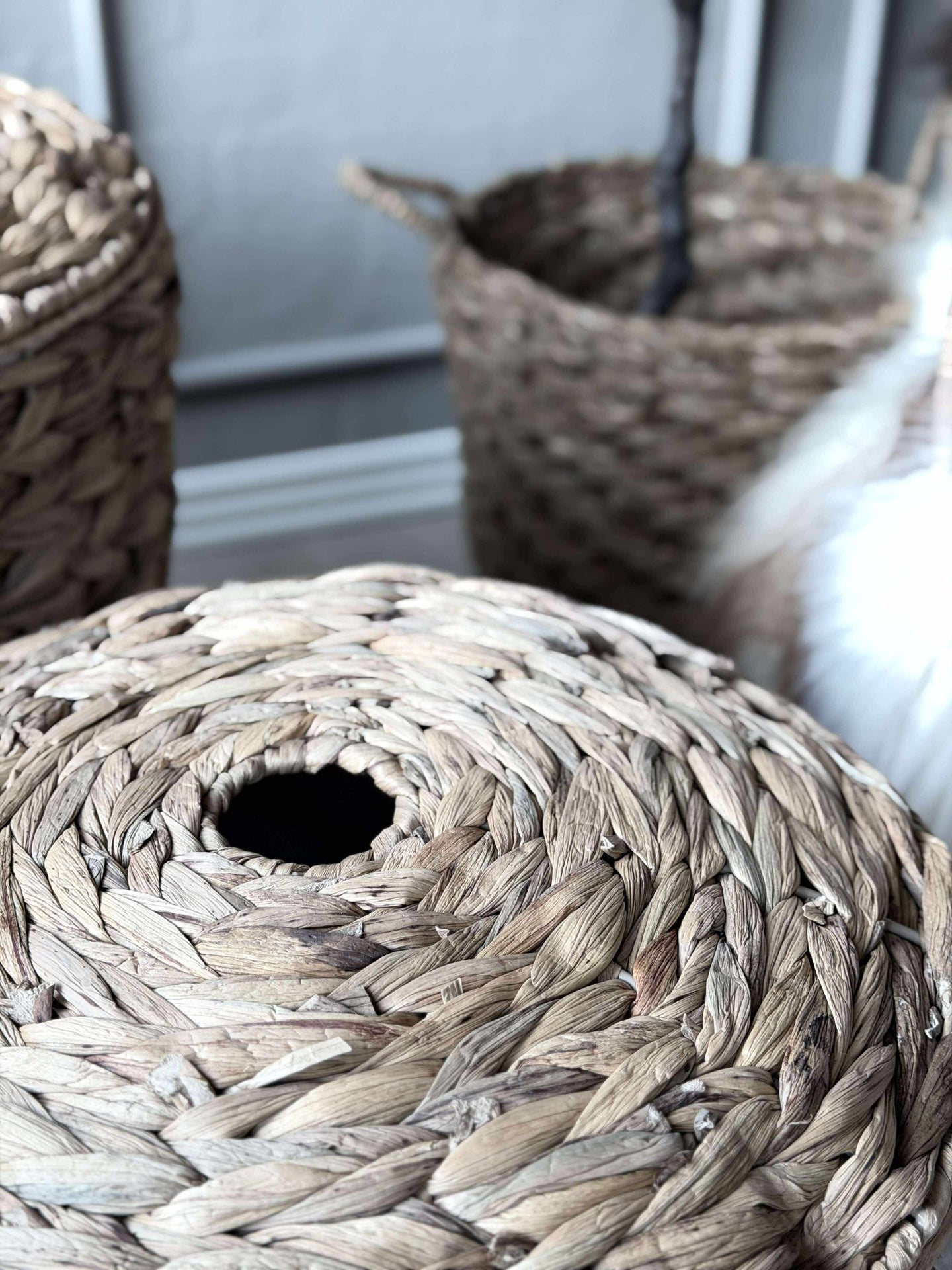 Tvättkorg i vattenhyacint - 2 st.