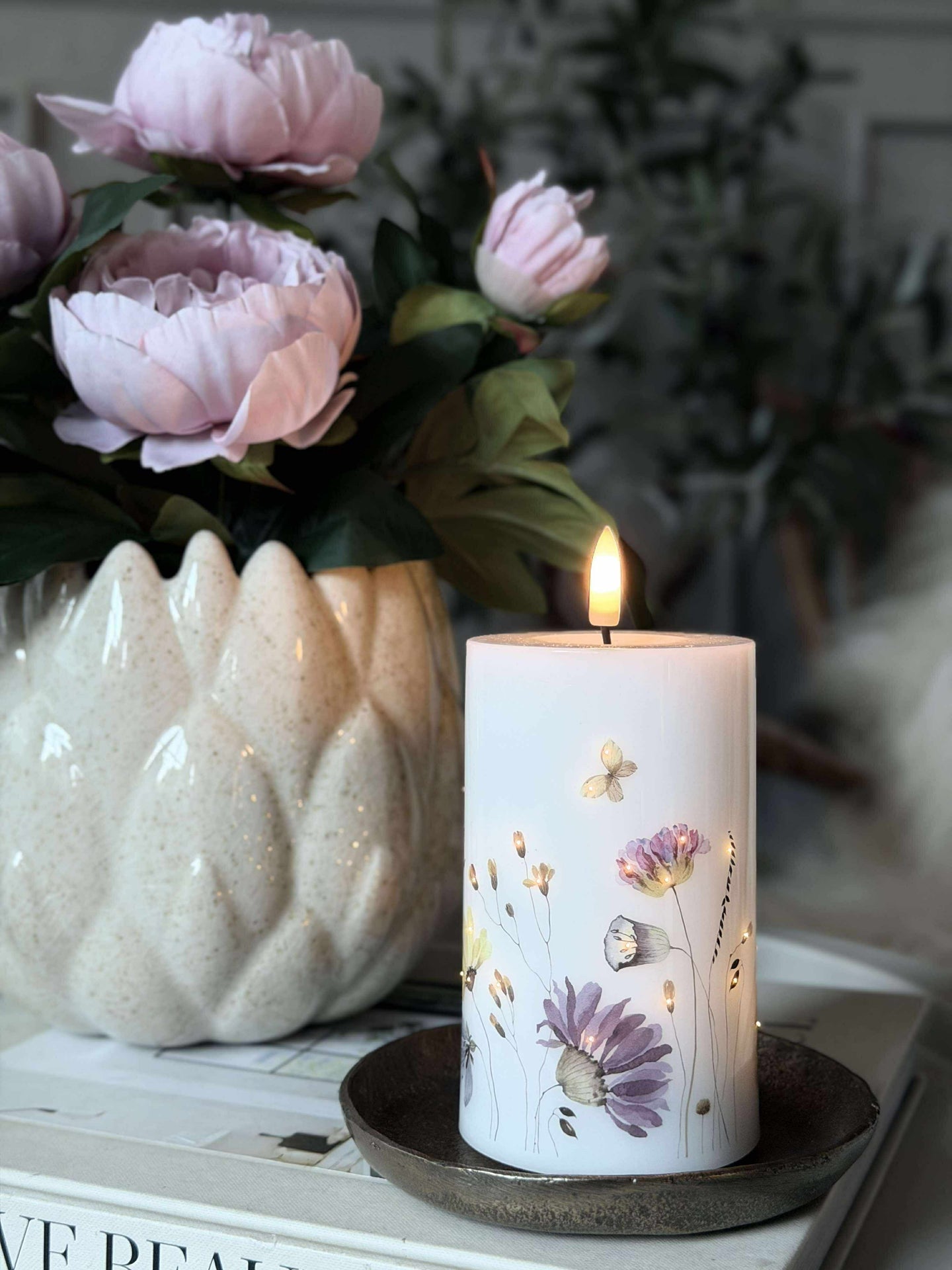 LED Blockljus Flower TWINKLE - 12,5cm
