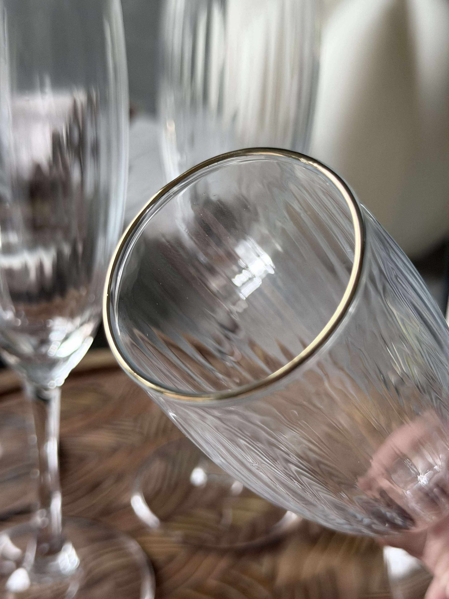 Champagneglas Rillet med guldkant - 4 st.