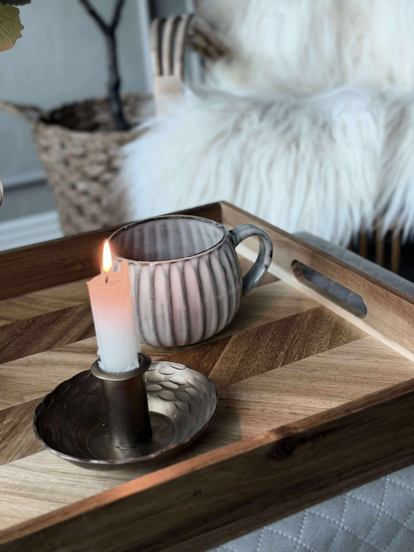 Bricka fiskbensmönster - 48 cm