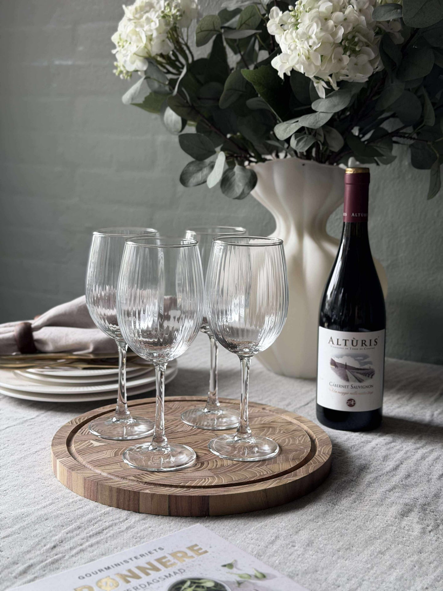 Vinglas Rödvin Räfflad med guldkant - 4 st