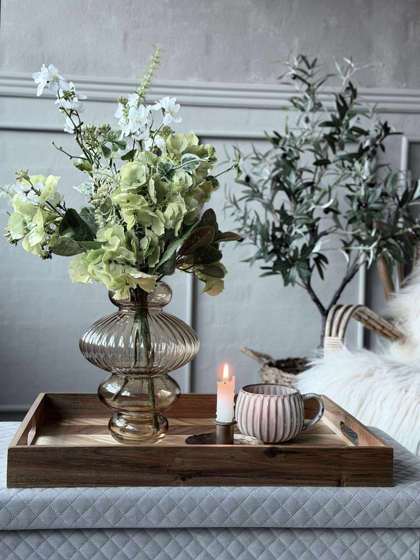 Bricka fiskbensmönster - 48 cm